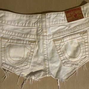 True religion white denim shorts